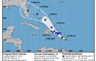 Tropical Storm Dorian 8/27 5:00 PM Update