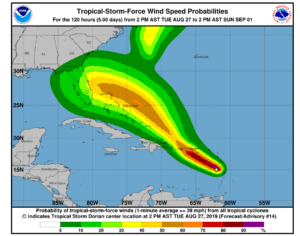 Tropical Storm Dorian 8/27 5:00 PM Update