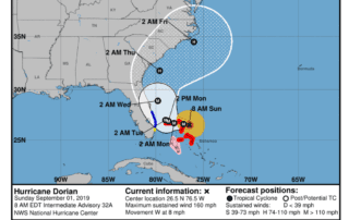 Hurricane Dorian Update Sunday Morning September 1, 2019 !