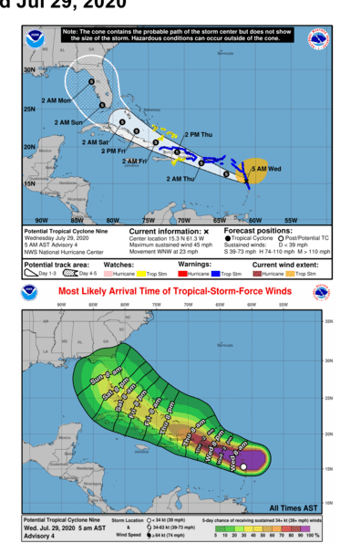 Tropical Storm Nine Update 7/29/20