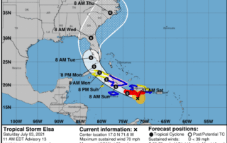 Hurricane Elsa Update, Saturday July 3rd at 8:45 am