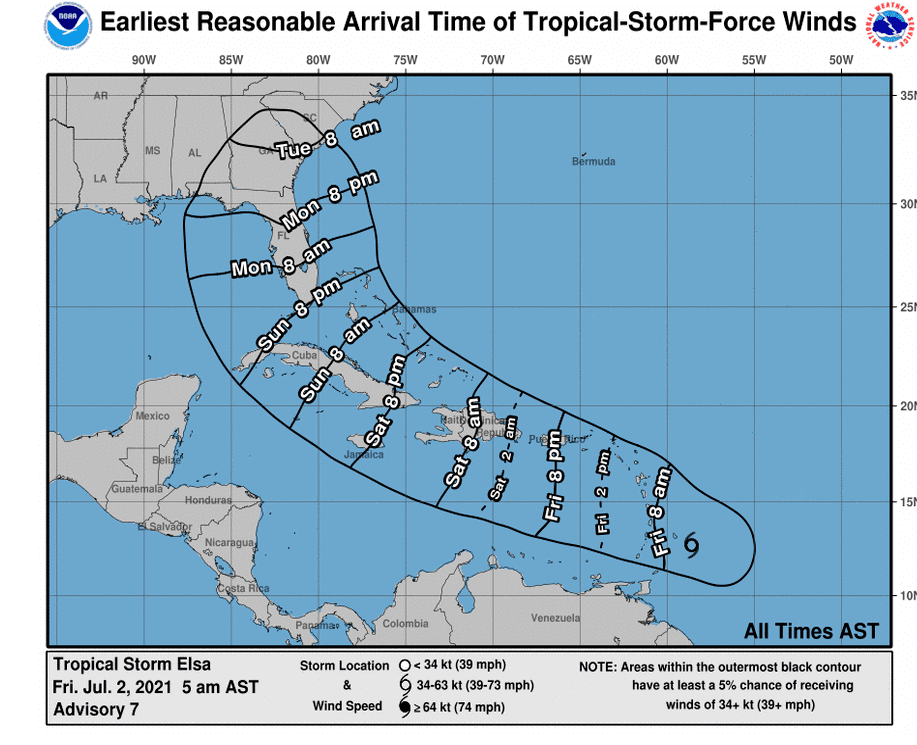 Tropical Storm Elsa Update Friday July 2nd 8:00 AM
