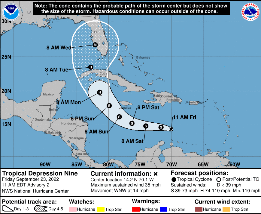 Tropical Depression 9 - Update 9/23/22